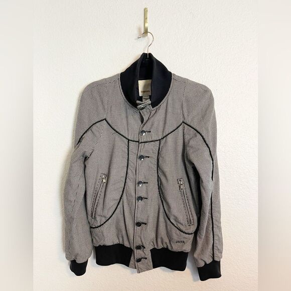 Vintage Diesel Y2K houndstooth Bomber Jacket in black and white XS - Picture 1 of 9